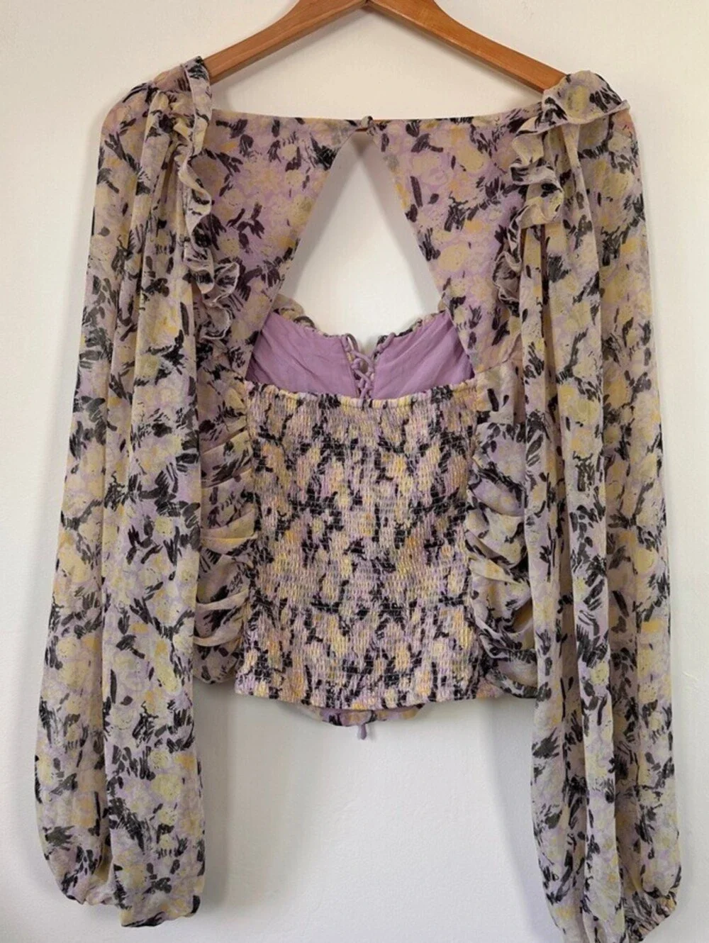 Free People Mabel Printed Blouse in Garden Combo Size L